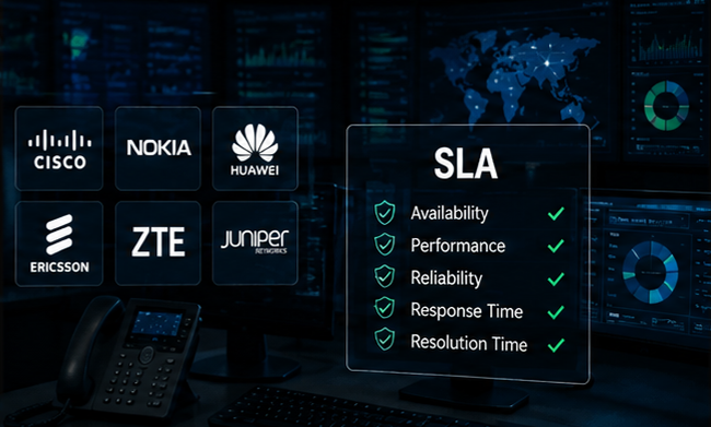Multi-vendor telecom support with SLA indicators